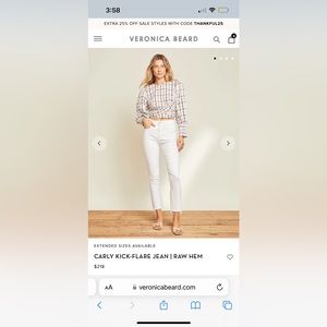 Veronica beard Carly kick flare white jeans